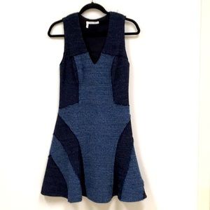 NWOT 10 Crosby Derek Lam Blue A-Line Bouclé Dress Sz 2